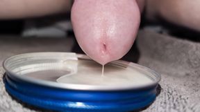 Play, Edge and Leak Lots of Sperm Precum Spunk. Close up Thick Cum Load. Swallow My Own Load
