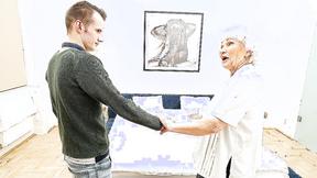 ”Old Woman gets her unshaved beaver thumped by young toyboy”