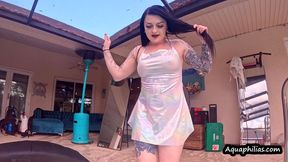 Aquaphilias- Harley Jayde- Goes into the pool in her lil fairy dress and lets her hands roam