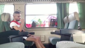 Fucked bareback by straight in the  train