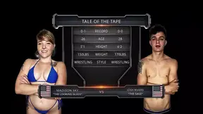 Tattooed Madison takes it from behind in sensual sex fight