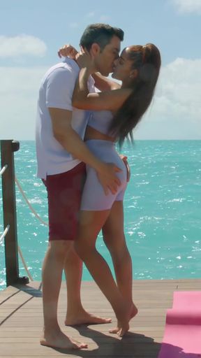 Beach babe with AI upscaling enjoys some fun in the sun with