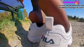 Dominant Gigant Girl - Lick my shoes, Feet, smell my ballerinas and nylons shoeplay dipping