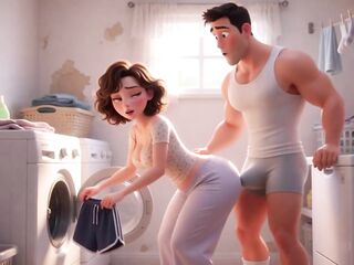 Stepmom's Forbidden Laundry Secret Whilst on the Phone (AI generated)