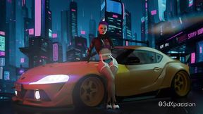 Busty street girl gets fucked in neon room