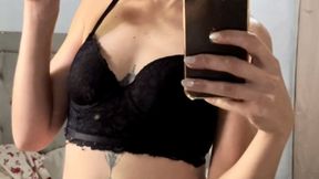 Mirror Smoking Tease - Slow Seductive Cigarette Exhale in Lace