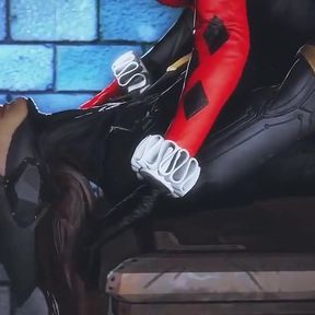 Harley X Batgirl Sharing Batmans Huge Dick