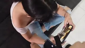 Older stepbrother teaches stepsister how to suck cock