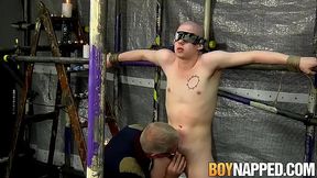 Blindfolded sub flogged by older dude hardcore