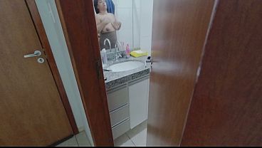 Latina stepmom films naughty cousin filming young country girl in the shower.