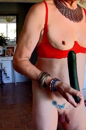 A Whore Enjoys Fucking Her Ass with a Cucumber