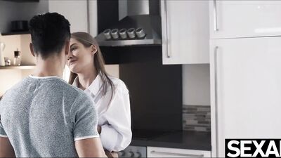 Fucking her to a hot creampie orgasm on the kitchen counter