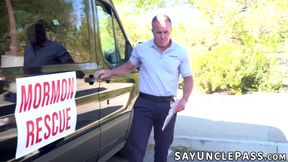 Dan After Dark got fucked by rescuer Dale Savage in a rescue van