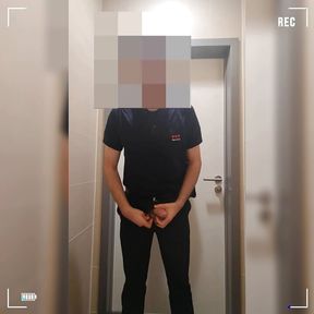 Security Guard masturbate in work toilet