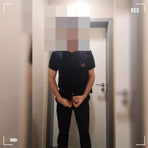 Security Guard masturbate in work toilet