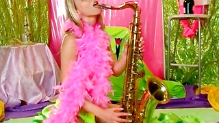 "Sexy Sax Player - Hot Blonde Babe Plays Seductive Melodies"