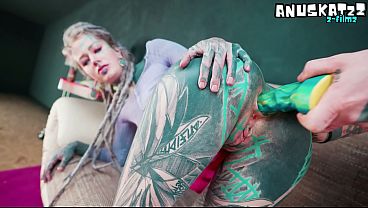 Tattooed Hippie'_s Self Dildoing Anal and gets ANAL Fuck with Big Cock