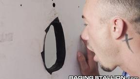 ”Black Devin Trez Gets His Cock Sucked Good At The Glory Hole - RagingStallion”