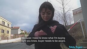 Big-breasted Brunette With Glasses Fucks For Some Cash