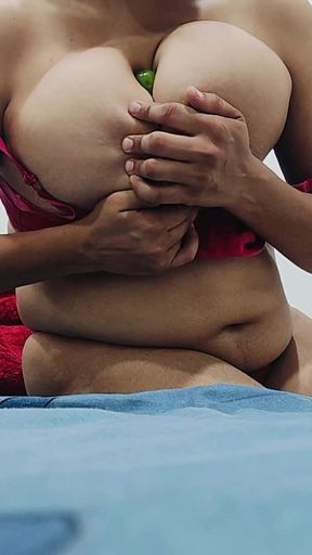 College Girl Stepdaddy Roleplay Sex with Big Cucumber in Pussy