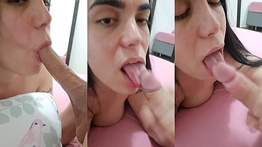 I sucked, sucked and in the end I got your sweet milk... I love sucking a very hard and soft cock, I feel fulfilled when I make the man relieve himself in my little mouth