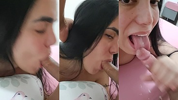 I sucked, sucked and in the end I got your sweet milk... I love sucking a very hard and soft cock, I feel fulfilled when I make the man relieve himself in my little mouth