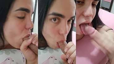 I sucked, sucked and in the end I got your sweet milk... I love sucking a very hard and soft cock, I feel fulfilled when I make the man relieve himself in my little mouth