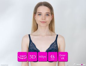 VR180 Juna Real 18yo Perfect Titties Teenager Poses Topless in Casting