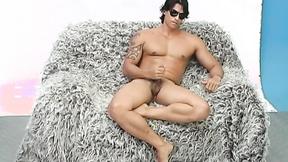 ”Muscular & sexy Brazilian stallion masturbates after shower”