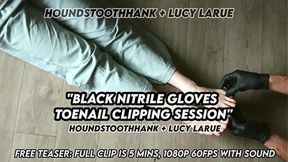 Black nitrile gloves toenail trimming session