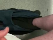 Cruising In public toilets messing with my hard cock with big cumshot