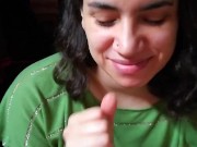 Quickie! POV Blowjob & Licking cum from hands