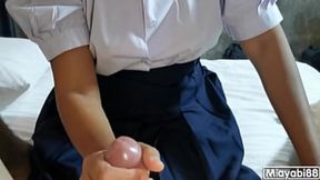 Dripping Cum On Her Skirt - Rough Thai Student 18 POV Fuck