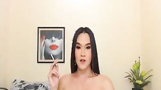 Gorgeous busty shemale with hard cock