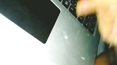 Hung guy strokes his big cock and cums in a compilation