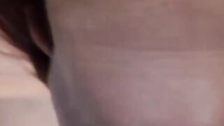 Red Haired Getting Hard Upside Down Throat Nailed and Swallows - point of view