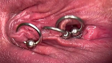 Really Close Up Macro my Pierced Clit and Pussy until get Very Wet and PEE go to inside my Pussy