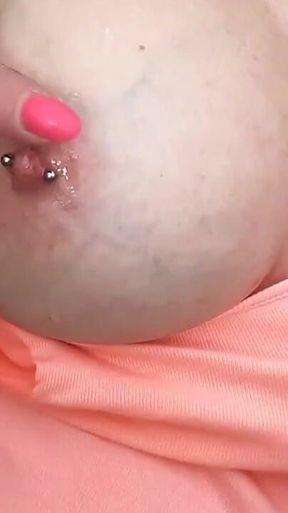 Boobs and Pierced Nipples Play and Spitting Fetish by Cyntia