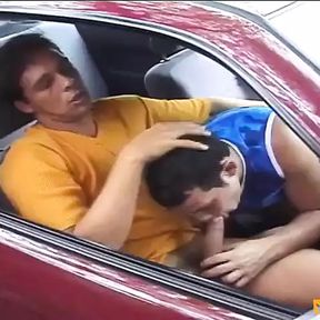 Two Horny Twinks Suck Their Hairy Cocks in the Car and Pound Their Tight Assholes Outside