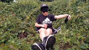 Ultra-cute French-Japanese homosexual lad masturbates off his clean-shaven salami outside blows a load monstrous jizm tucking to his thumbs