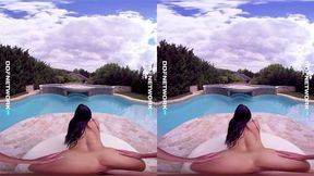 Splendid VR goddess Kira Queen rides your hard dick in POV by the pool