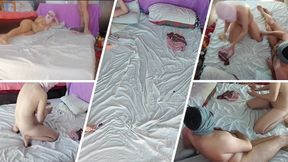Amateur couple having crazy sex in the bedroom.