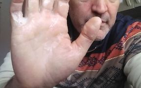 Cumshot with Hand in Close-up Dirty with Sperm