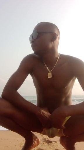 Alone in the beach of cotonou wanking   Clip 1