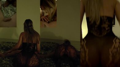 Blonde in fish net like to ride!