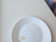 ShyRacoon is eating the cupcake with his cum