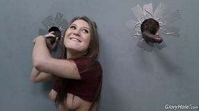 Young and reckless Jojo Kiss handles two BBCs in gloryhole action