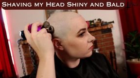Shaving my Head Shiny and Bald - WMV SD - featuring Jane Judge in this solo shave with both a buzzcut and a shave down to the skull Jane uses a cape, clipping it tight around her neck and shaving every little hair until she's bald and shiny on Janes Dunge