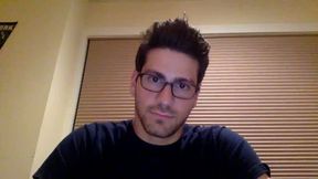 College American Hunk in Glasses Shows Off His Cock