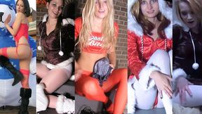 Xmas Value Pack - Five 18 year olds in their Xmas Pantyhose costumes: Princess Tiffany, Destiny, Korri, Julia and Ivory MP4 1280X720